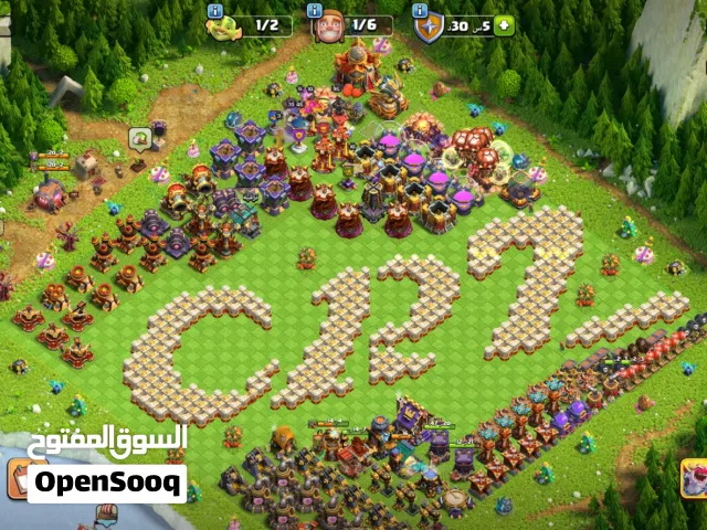 حساب كلاش تاون 16 ماكس ملوك ماكس 1722 جوهرة و130 + وسام دوري 7 سكنات للأبطال السعر قابل للتفاوض