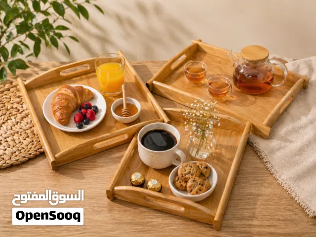طقم صواني تقديم خشبية فاخرة كامل 3 قطع