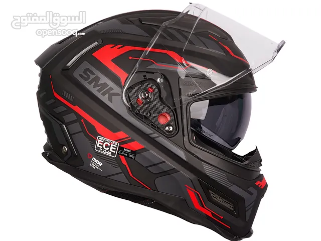 Mat graphic black and red helmets SMK DOT and ECE approved