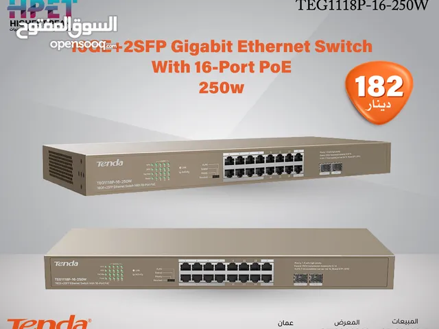 Tenda TEG1118P-16-250Wمحول إيثرنت 16GE+2SFP مزود بـ 16 منفذ PoE