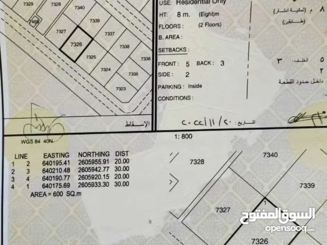 من المالك مباشرة أرض سكنيه في مخطط بوشر1 مخطط الضباط مقابل سلاح الجو للبيع