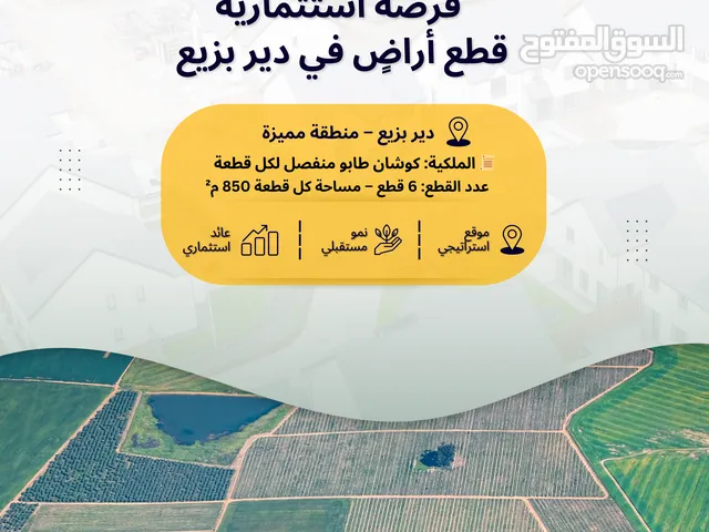 فرصة استثمارية – قطع أراضٍ في دير بزيع