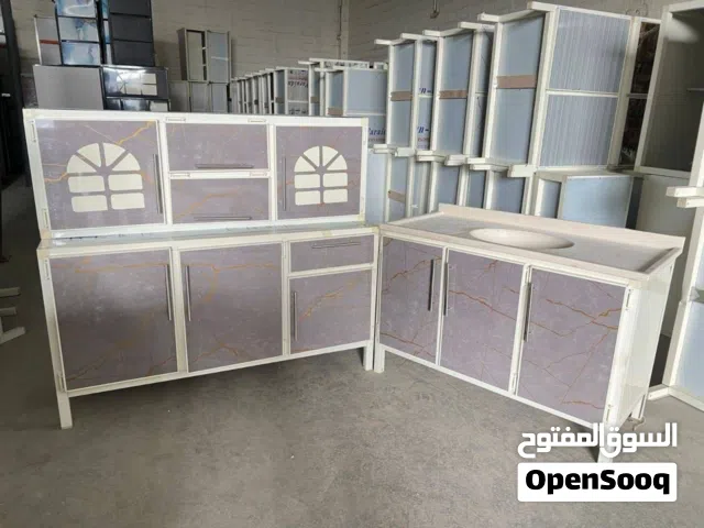 كاونتر المنيوم قياس متر ونص ارضي وملحق مع سنك متر وعشرين سم مرمر متوفر توصيل بغداد ومحافظات