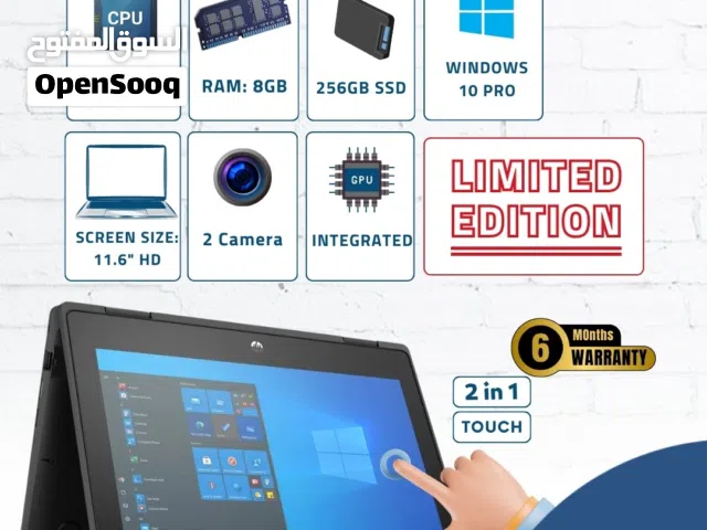 لابتوب HP TOUCH انتل بنتيوم-8 جيجا رام-256 جيجا SSD وندوز10-شاشة تتش 360درجة كاميرتين-laptop-