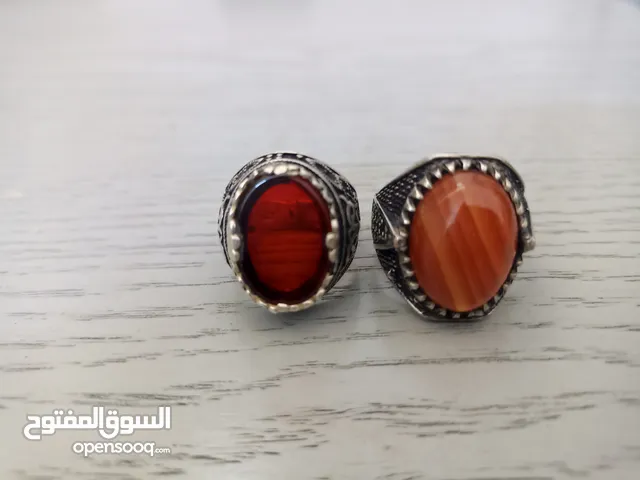 خاتم فضة عيار 925 - حجر عقيق يماني