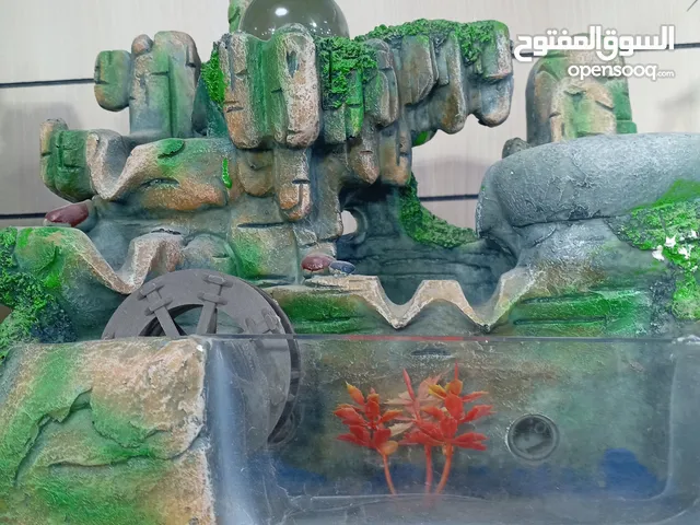 منظر ديكور نوافير شلال نافوره مع كرستاله دواره مضيئه