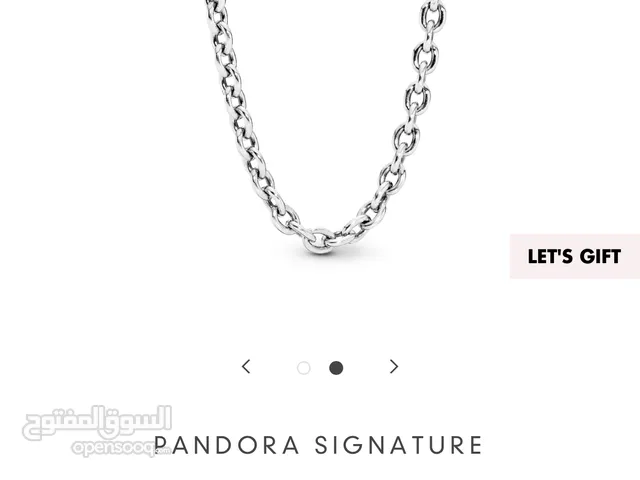 PANDORA SIGNATURE PANDORA LOGO SILVER SAFETY CHAIN WITH CLEAR CUBIC ZIRCONIA AND SILICONE