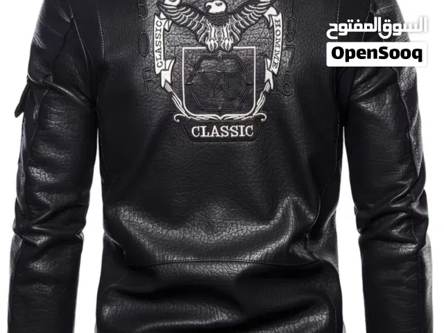 جاكيت اسود نوع هارلي للبيع فخم جدا جلد ممتاز للبيع بسعر فخم وصعب تلاقي مثله بالسوق قياس 2اكس اربد
