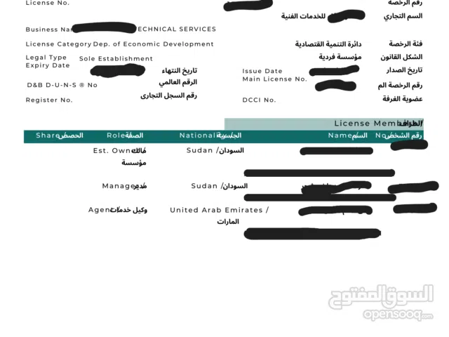 Active Technical Trade license For SaLe