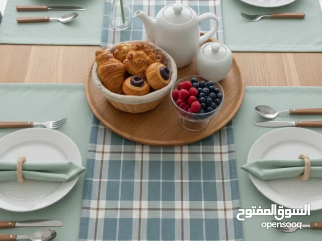 طقم طاولة بقماش تركي انتي طاش مضاد للبقع جودة عالية وسعر مناسب