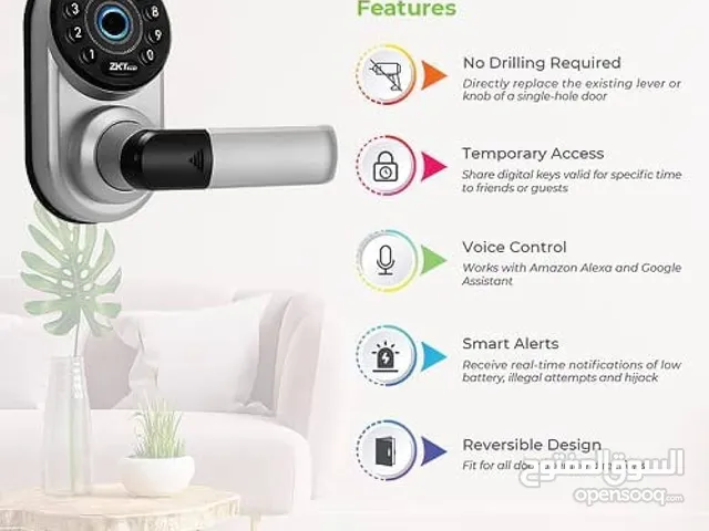 قفل ذكي Smart Lock نوع ZKTeco ML300 بصمة _ رقم سري _ بلوتوث