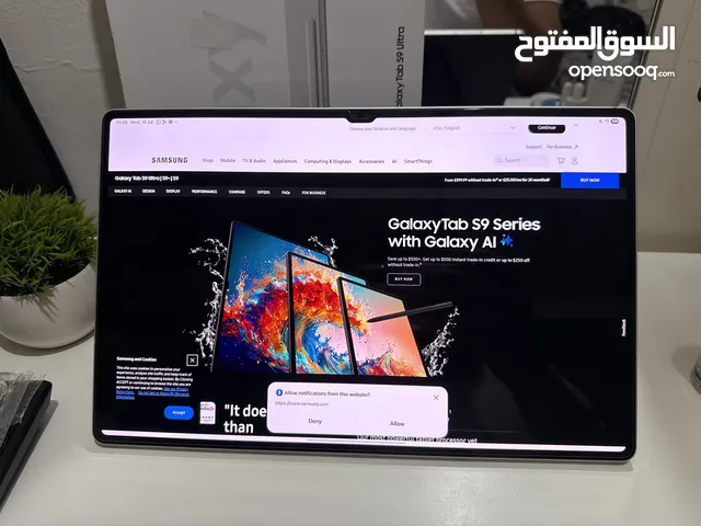 تابلت Samsung s9 ultra بحاله ممتازه واستخدام 4شهور لسه بكفالته 8شهور مع الكرتونه والفاتوره من يوريكا