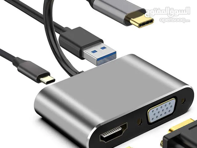 تحويلة 4 في 1 - 4in1 Type-C to HDMI, VGA, USB3.0 + TYPE-C