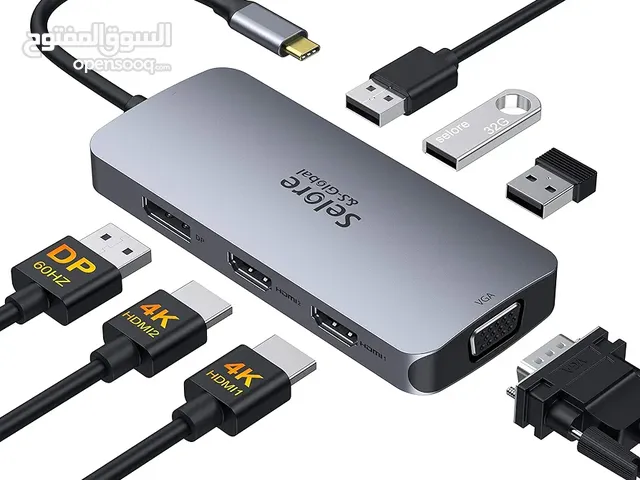 يو اس بي هاب ومقسم شاشة (VGA, HDMI, DP) USB C to Dual HDMI Adapter,7 in 1 USB C Docking Station