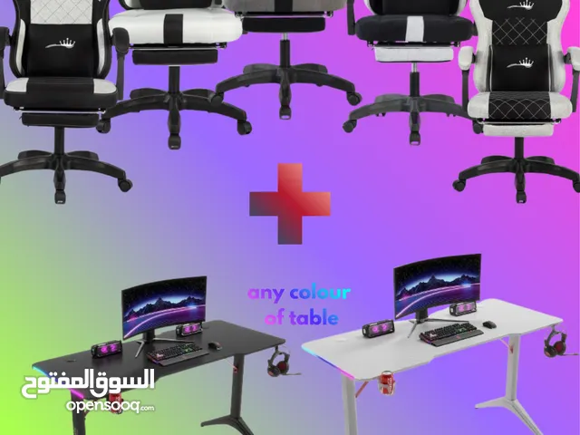 Royal King Gaming Chair with Footrest +Royal RGB Lighting Gaming Desk