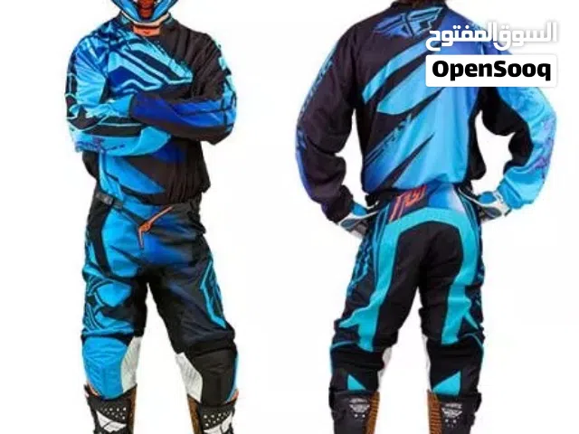 ملابس دراجة مع خوذة ( لون السيت ازرق )براند امريكي fly racing