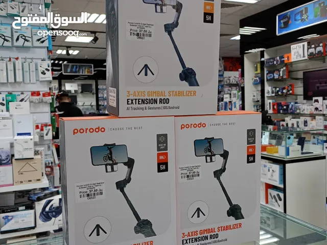 Porodo 3-Axis Gimbal Stabilizer AI Tracking Built-in Extension