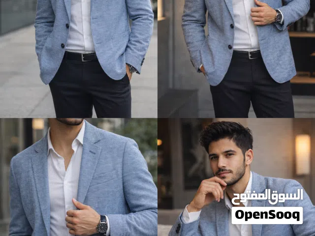 جاكيت بليزر لون ازرق فاتح كاجوال شبابي ماركة زارا