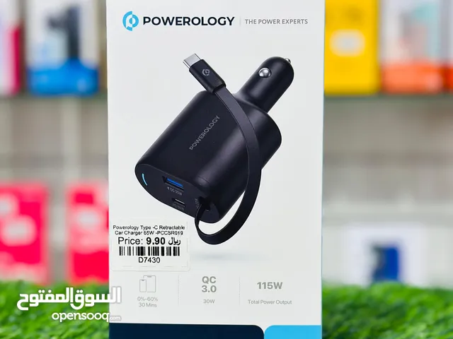 Powerology Type-C Retractable Car Charger 103W - Black