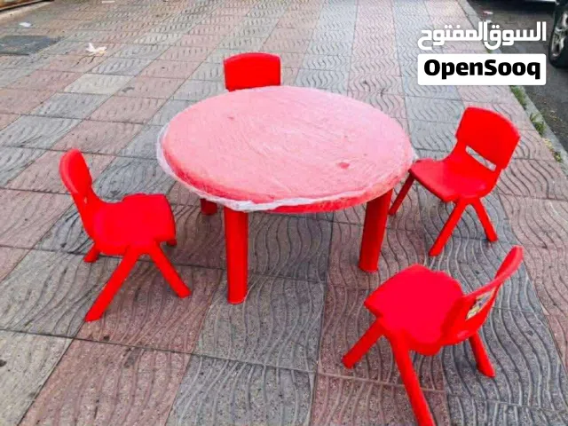 طاولة بلاستك مع 4 كراسي عظم للدراسة للأكل للأطفال للروضات