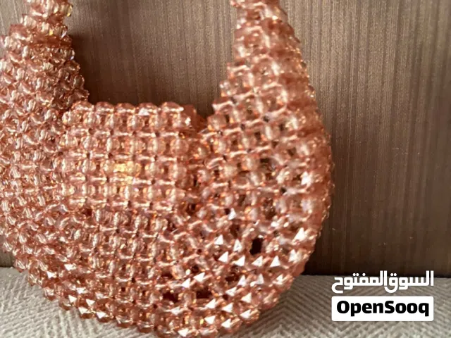 شنطة خرز هاندميد لايت جولد كريستال