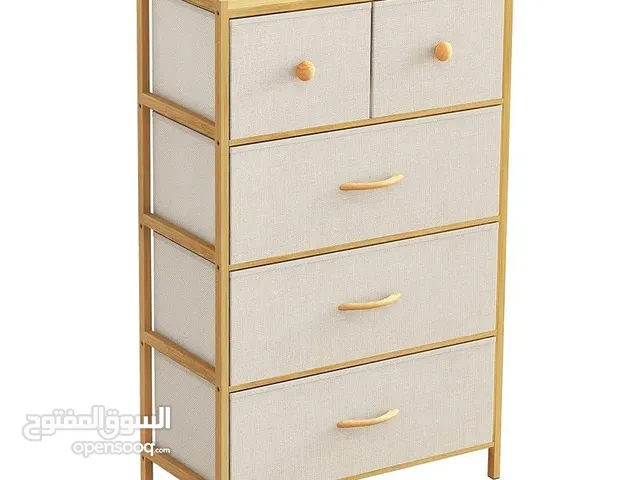 خزانة بامبو 4 طبقات بـ 5 أدراج درجان علويان (يتحمّل كل واحد 4 كجم) 3 أدراج سفلية واسعة (8 كجم