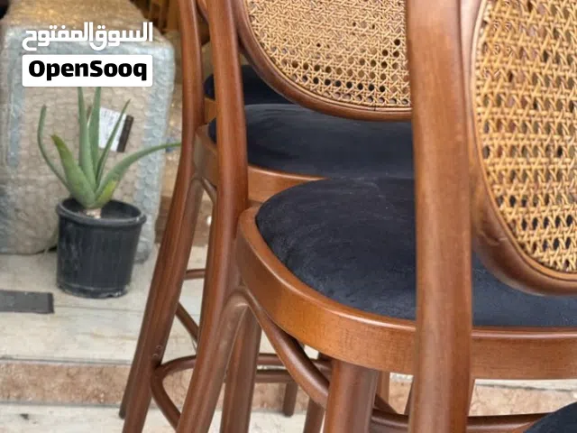 4 كراسي بار خشب قطعه واحده