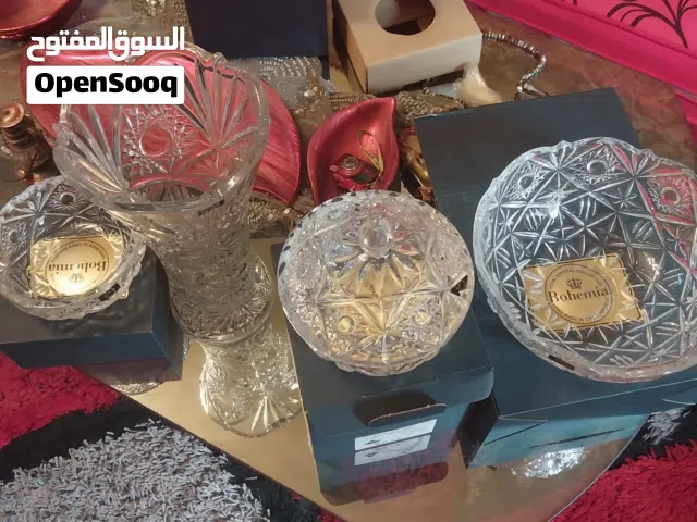 طقم كريستال بوهيمى تشيكى اصلى 4قطع فاز طفاية طبق فاكهه بونبونيره