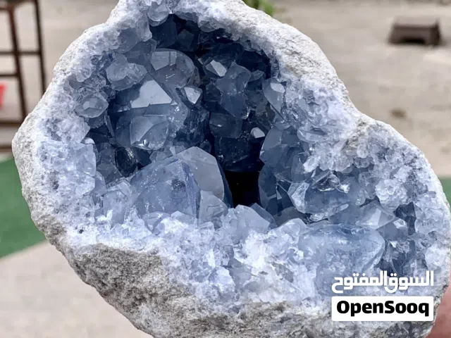 رطل من الكوارتز البلوري الجيودي السيليستيت الأزرق الطبيعي، عينة معدنية علاجية