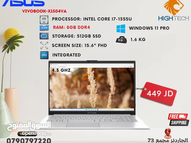 لابتوب اسوس-انتل كور اي7 جيل 13-8جيجا-512جيجا-15.6"FHD-وندوز 11-لابتوبات ASUS