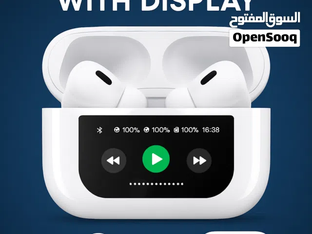 سماعة A9 الذكية بشاشة لمس LCD + ANC/ENC عزل ضوضاء – Bluetooth 5.4 – لون أبيض (شامل الشحن )