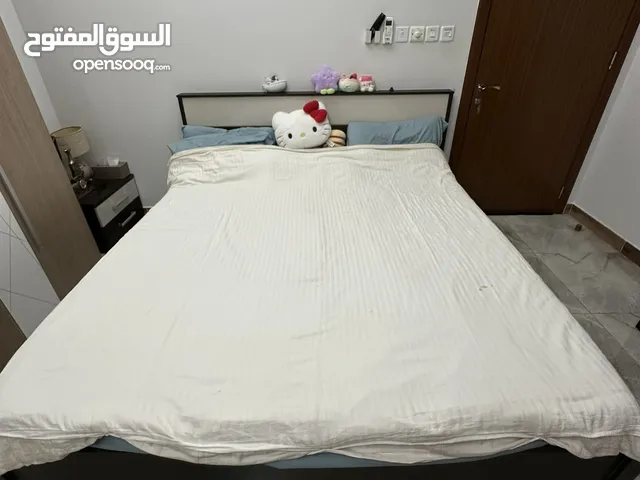 King Size Bed with Mattress Side Table and Dresser
