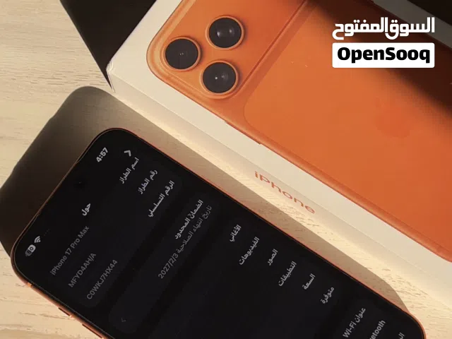 iphone 17 pro max 512GB مستعمل بحالة ممتازة مع ضمان الى 2027