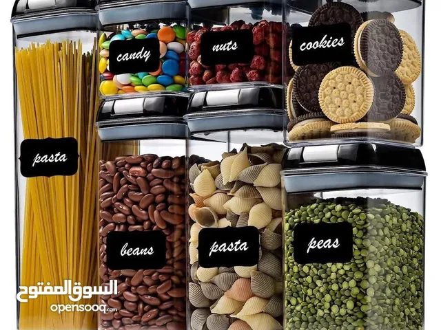 حاويات تخزين طعام محكمة الغلق من 7 قطع حاويات حبوب بلاستيكية خالية من البيسفينول ايه مع اغطية سهلة.