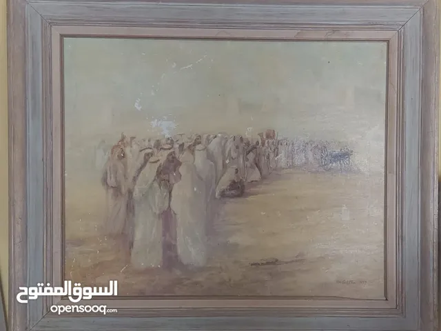 لوحة فنية زيتبة قديمة اصلية بتوقيع الرسام