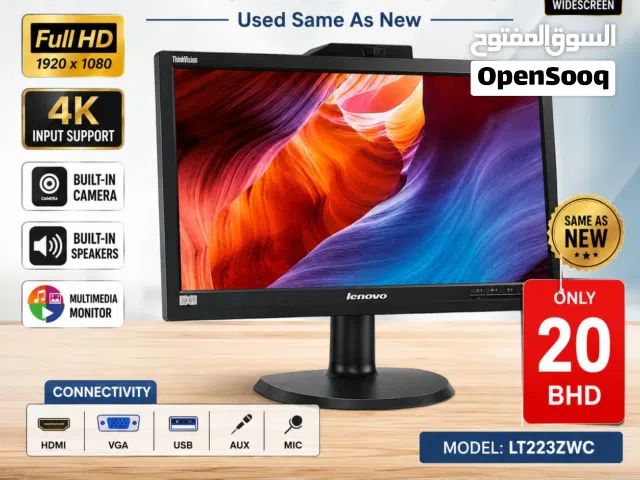 LENOVO 22” FULL HD MONITOR WITH CAMERA & SPEAKERS – SPECIAL OFFER – ONLY BHD 22! Call / WhatsApp