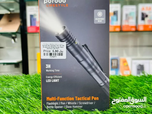 Porodo Outdoor 6in1 Flashlight with Holder Pen Whistle Bottle Opener and Safety Hammer - PD-LS91PNFL