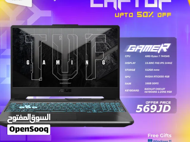 لابتوب ايسوس رايزن 7 Laptop Asus Ryzen 7 RTX3050 بافضل الاسعار