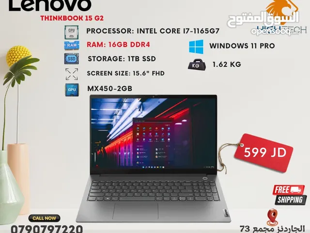 لابتوب لينوفو LENOVO 15ITL6 Intel Ci7-1165G7-1TB-16 RAM-MX450-2GB- Win 11-15.6" HD Laptop