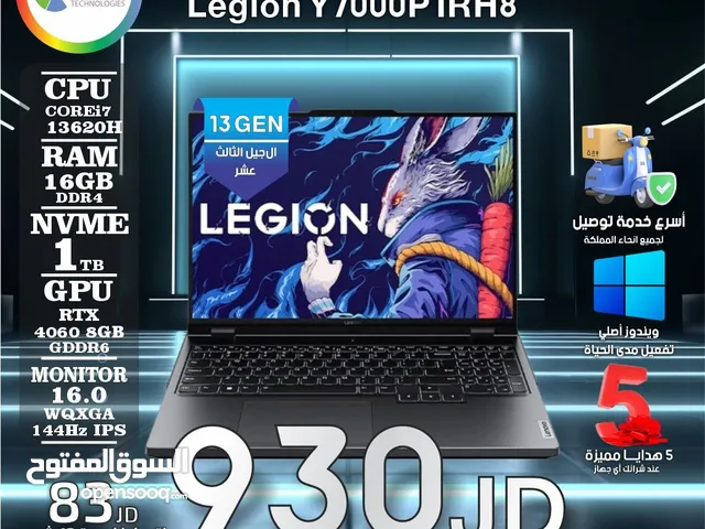 LAPTOP LENOVO LEGION I7 13GEN 16G 1T SSD RTX 8G 4060 MONITORN 16" 144HZ IPS