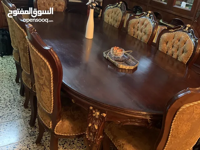 ميز طعام خشب زان دمياطي مع 8 كراسي