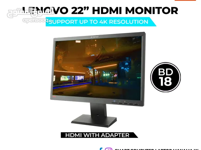 LENOVO 22" LED HDMI Monitor With HDMI Adapter -VGA -DVI