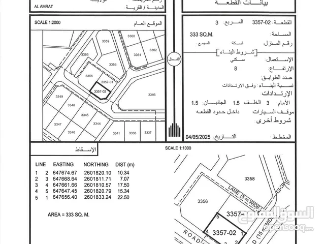 أنا المالك / للبيع ارض سكنية كورنر العامرات / مرتفعات 8/1 قريبه جدا من العقبة