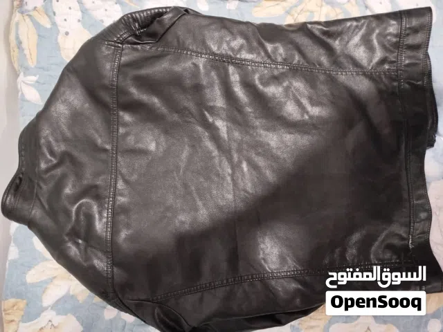 سترة شتوية جلد (Cuir PU) مبطنة بالفرو - ماركة BABOACL - مقاس 3XL