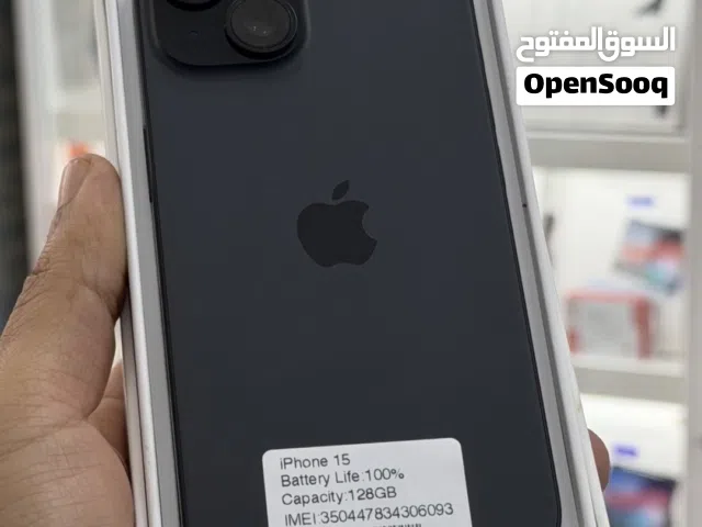 ايفون 128GB 15 جديد غير مستعمل فقط مشغل تشغيل بطاريه 100%