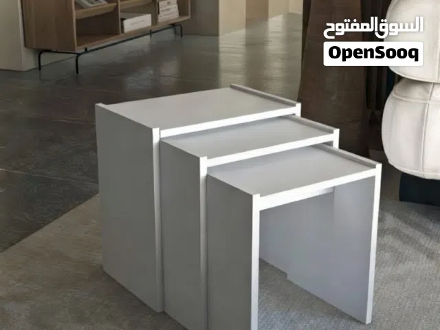 طقم طاولات خشب جانبية لون ابيض