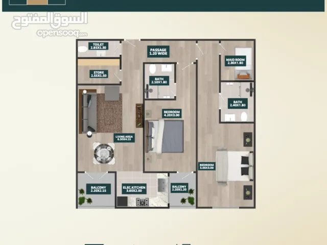 114 m2 3 Bedrooms Apartments for Sale in Muscat Al Khoud