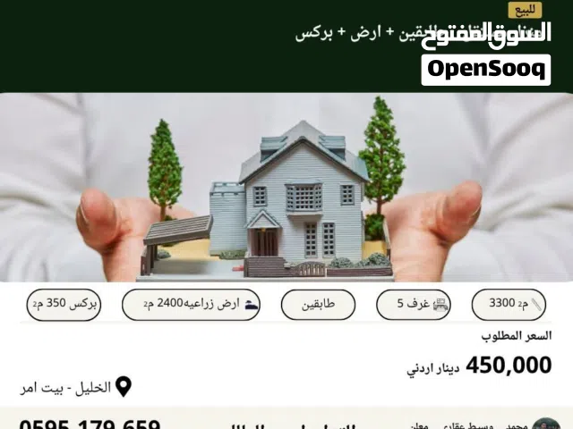 180 m2 More than 6 bedrooms Townhouse for Sale in Hebron Beit Ummar