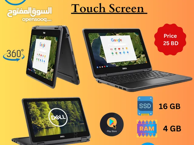Arabic Keys Dell Chromebook 360 Rotatable Touch Screen 16GB Storage 4GB RAM Play Store