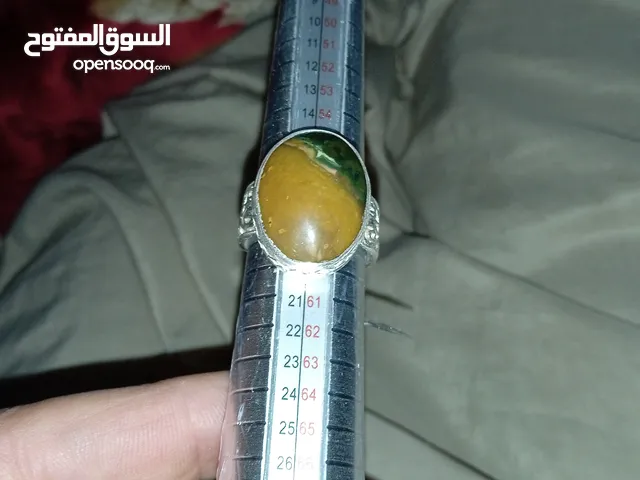 خاتم  عقيق فضة شكل الحجر فريد من نوعه